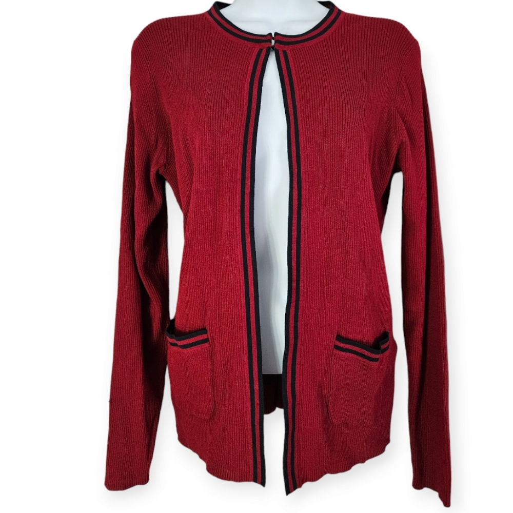 Brooks Brothers red rib knit cardigan sweater Womens Medium